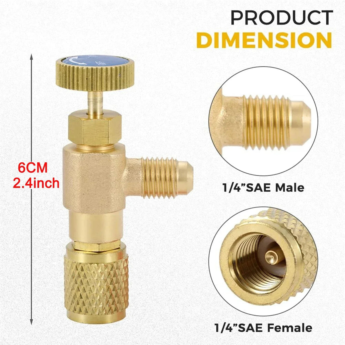 Air Conditioning Refrigerant Safety Valve R410A R22 1/4" 5/16" Refrigeration Charging Safety Liquid Adapter Hand Tool Parts