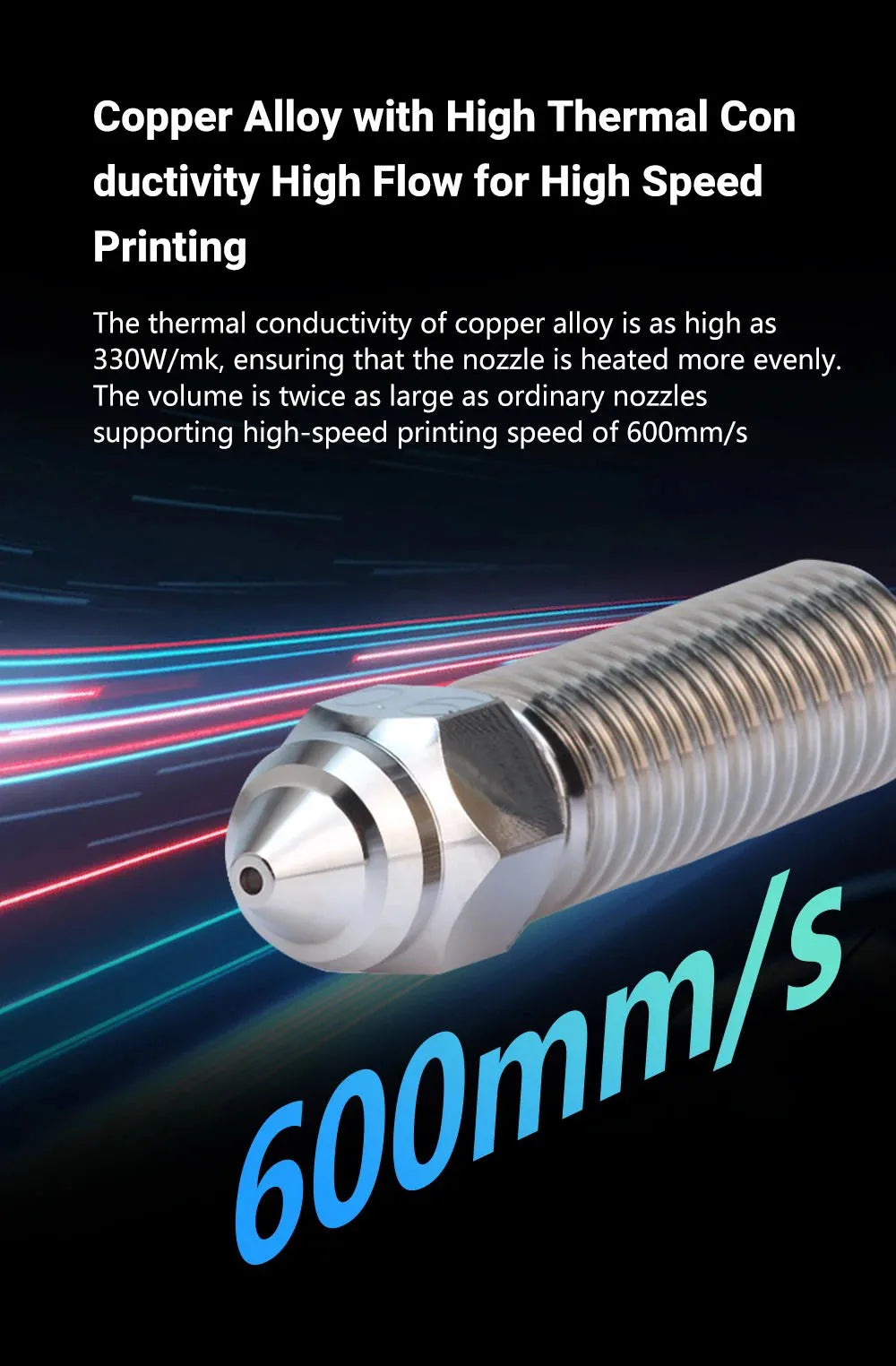 For Creality Ender 3 V3 KE K1/k1 Max Nozzle 0.4 0.6 0.8mm Nozzles Hard Steel Copper Plated Brass Genius Pro Vyper K1 Pro Hotend