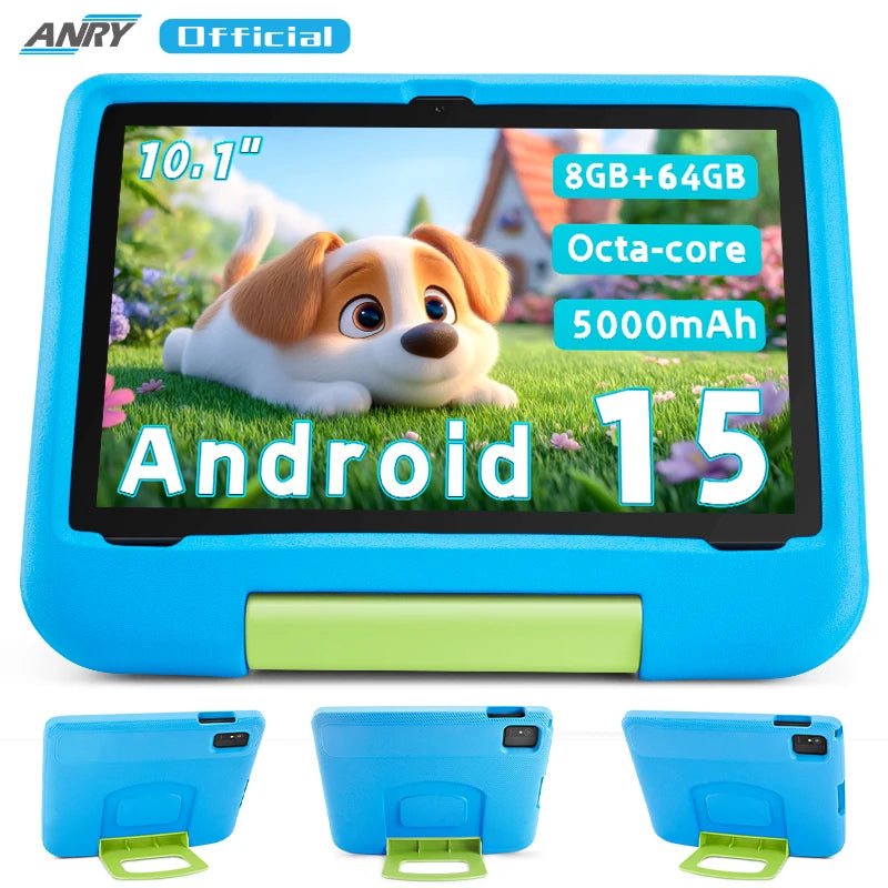 Kids Tablet, 10.1-inch Children 2025 Android 15 Tablets with Eye Protection Screen, 8GB(4+4GB) RAM 64GB Storage, 5000mAh Battery