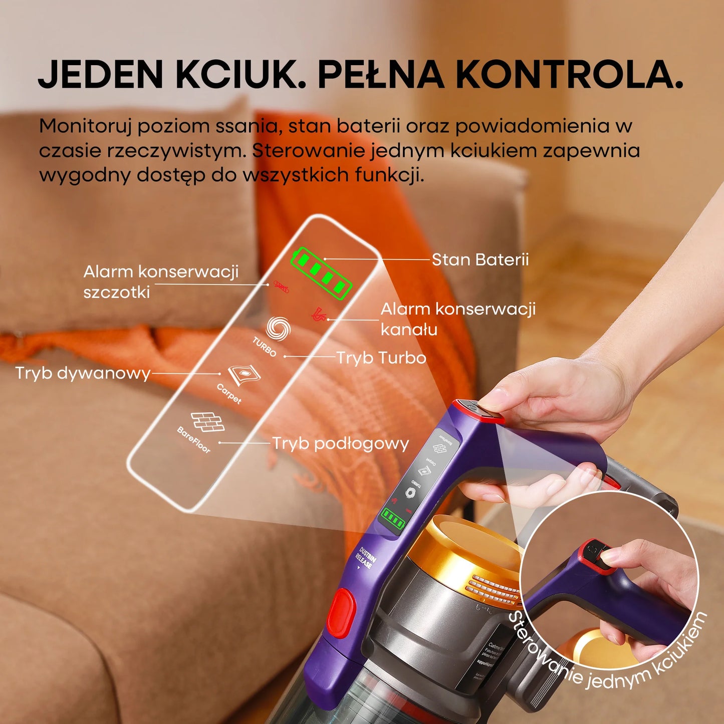 Erabros EV7 Cordless Vacuum Cleaner 70KPa 550W Handheld Stick Vacuum, 70Min Runtime, with Charging Storage Base, Anti-Tangle Brush, with Aroma Design, Powerful Cordless Vacuum Cleaner for Home Clean Carpet Hard Floor Pet Hair