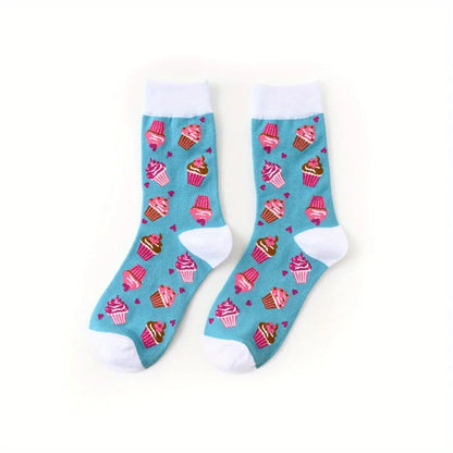 1 pair of food series creative avocado printed pattern medium tube socks for men  trendy socks for couples  socks men socks