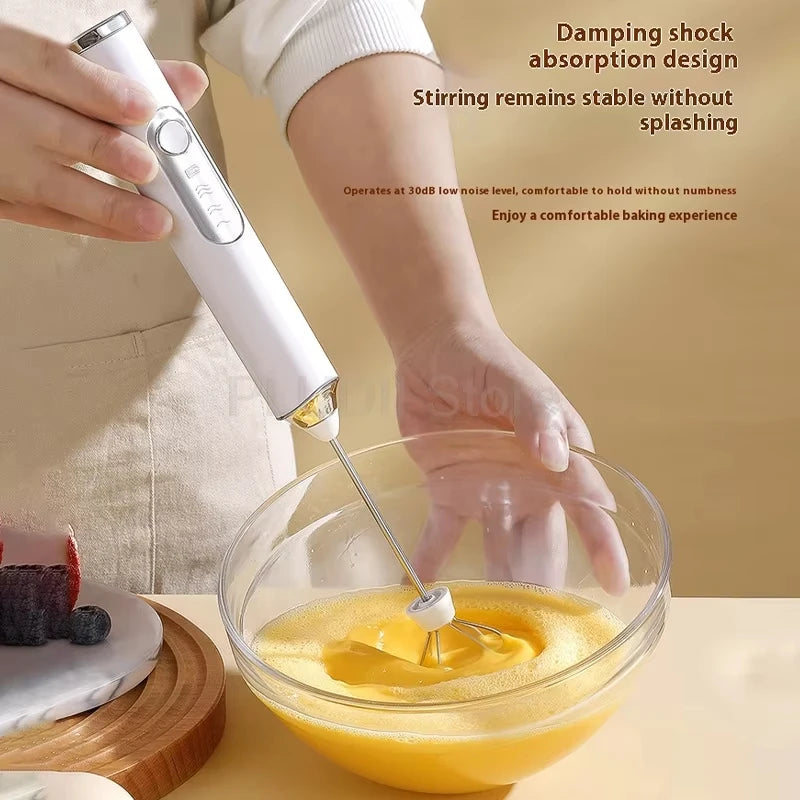 USB Electric Mixer, Handheld Coffee Milk Frother, Portable 3-Speed Blender, Butter Maker, Kitchen Tool, Ingredient Mixer