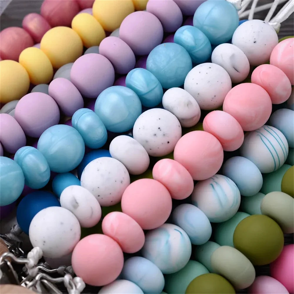 BPA-Free Silicone Pacifier Clips Chain with Beads Dummy Clip Holder Soother Teething Toy Chew Gift for Babies