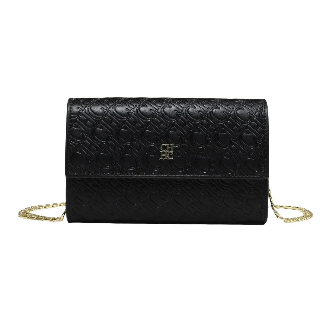 CH Women Crossbody Bag Splicing Letter Print Metal Chain Shoulder Purse PU Leather Flap Small Ladies Evening Clutch Handbag Gift