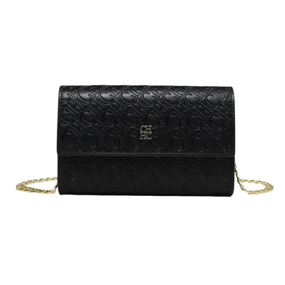 CH Women Crossbody Bag Splicing Letter Print Metal Chain Shoulder Purse PU Leather Flap Small Ladies Evening Clutch Handbag Gift