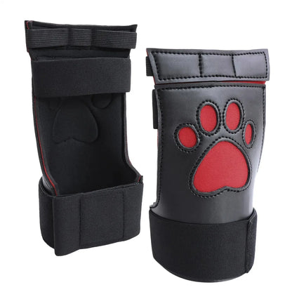 Unisex PU Leather Padded Dog Paw Print Mitts Gloves Puppy Play BDSM Bondage Fetish Slave Cosplay Party Roleplay Adult Erotic Toy