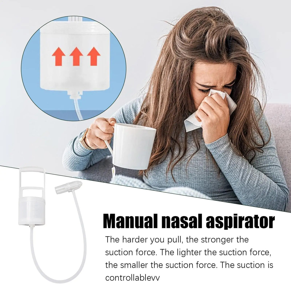 Nasal Aspirator for Baby Nose Cleaner Booger Sucker for Baby Hand Puller Clogged Passages and Boogers for Kids Toddler Children