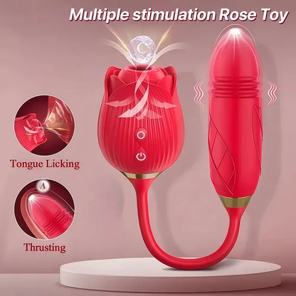 3in1 Thrusting Anal Vibrator Female Rose Sucking Clitoris Stimulator Dildo Licking Vagin Massager Masturbator Sex Toys for Women