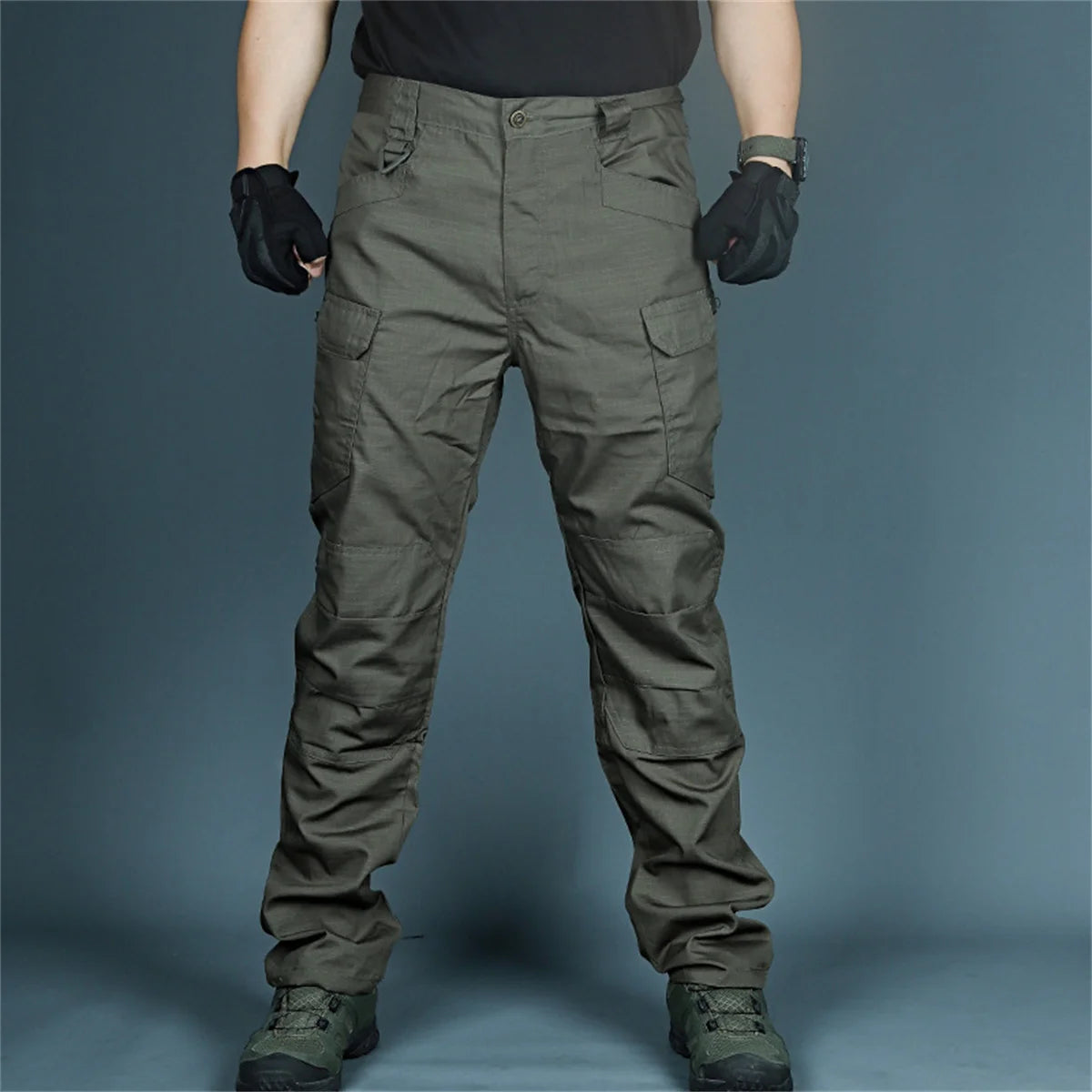Black Cargo Plus Size Men's Elastic Tactical Pants Camping Hiking Fishing Trekking Climbing Outdoor Trousers Quick Dry Sports