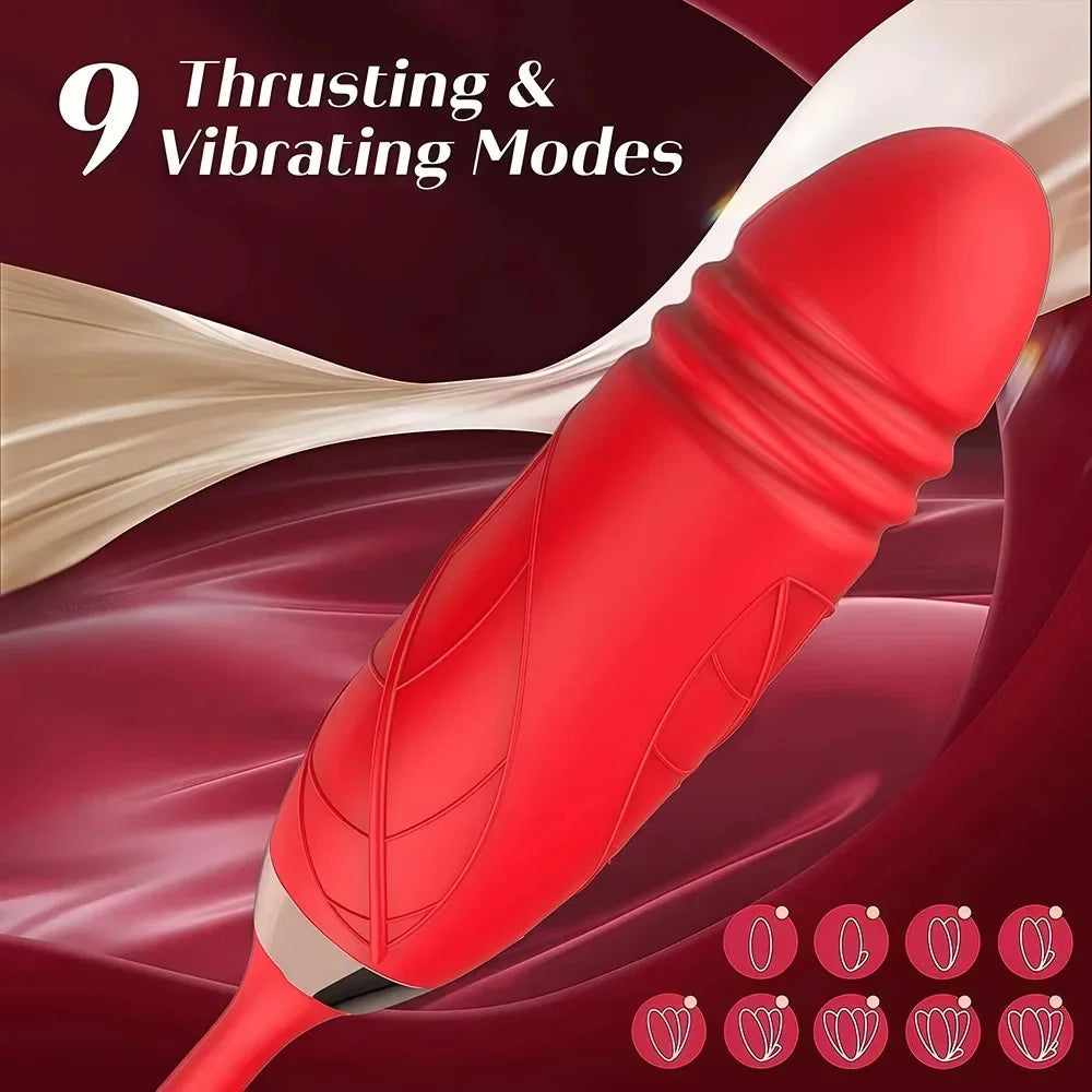 3in1 Thrusting Anal Vibrator Female Rose Sucking Clitoris Stimulator Dildo Licking Vagin Massager Masturbator Sex Toys for Women