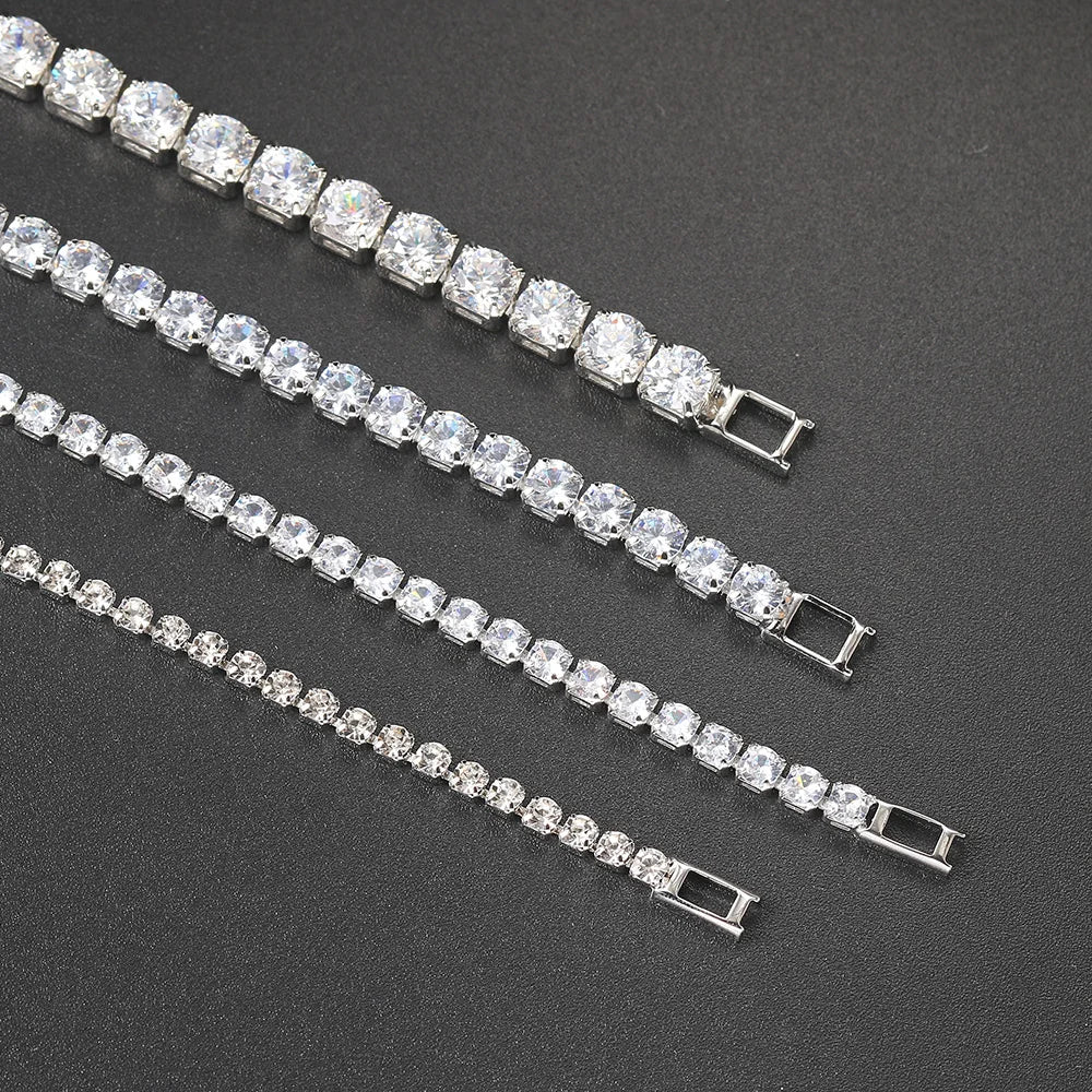Hip Hop Iced Out 3/4/5mm Crystal Tennis Bracelet for Men Homme Trendy Punk Zirconia Men's Chain on The Hand Streetwear Jewelry