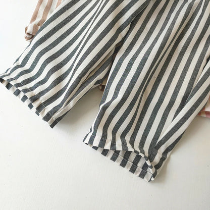 Children's Clothing Linen Cotton Shorts Summer Girls Boys Stripe Pants Kids Baby Casual Vintage Loose Short Pant Girl Clothes