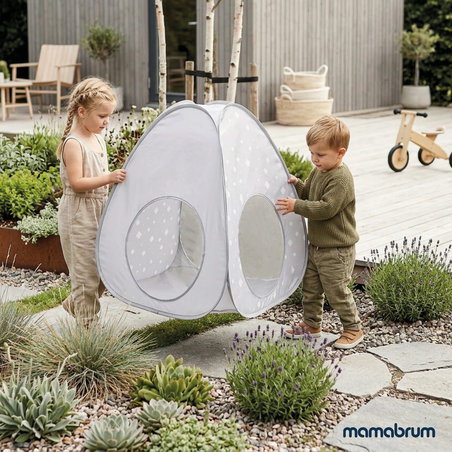 Mamabrum Tent with Children's Tunnel Self-breaking Home and Garden Playset Tipi Educational for Toddler 3 +