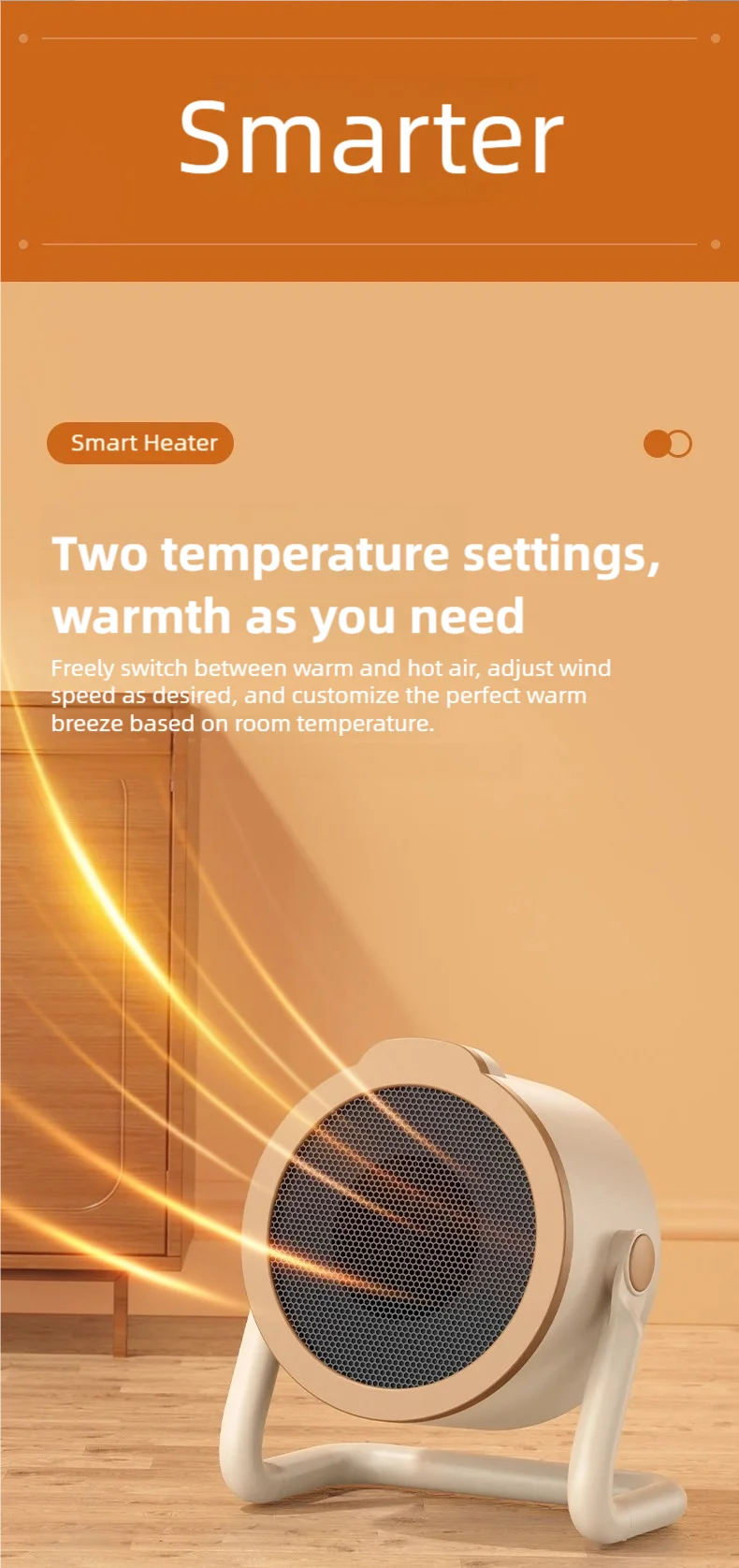 Portable desktop electric heater suitable for home and office use Mini fan heater suitable for desktop use and foot warmer