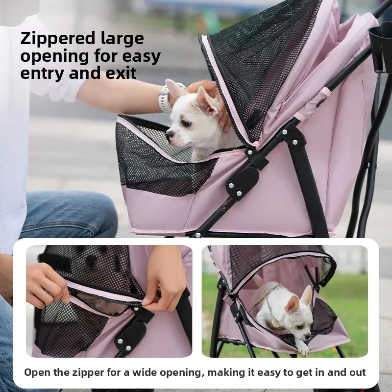 Foldable Pet Stroller for Small Dogs Cats Lightweight Travel Pushchair Breathable Carrier  Teddy Puppies Outdoor Walks Shopping