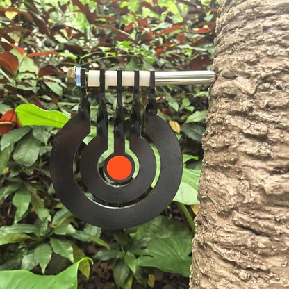 1Z-Shooting Practice with A Three - Ring Tree - Inserted Rotating Pendulum Target Made of 3 - Millimeter - Thick Metal
