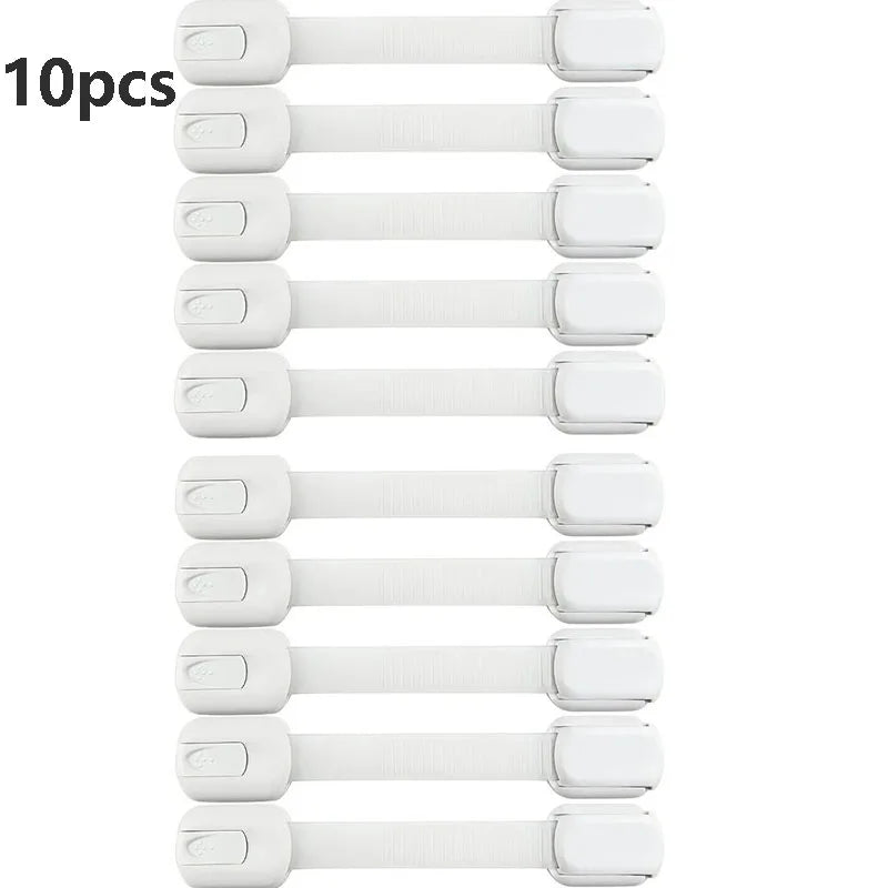 1-10pc Child Safety Strap Locks Baby Locks for Cabinets and Drawers, Fridge & More. Adhesive Pads.No Installation Required