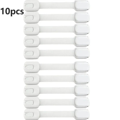 1-10pc Child Safety Strap Locks Baby Locks for Cabinets and Drawers, Fridge & More. Adhesive Pads.No Installation Required