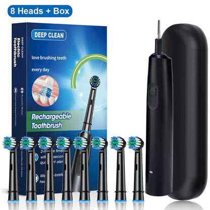 Electric Toothbrush Rotary Rechargeable Electric Toothbrush for Adults Rotating Electric Toothbrushes with 8 Soft Brush Heads