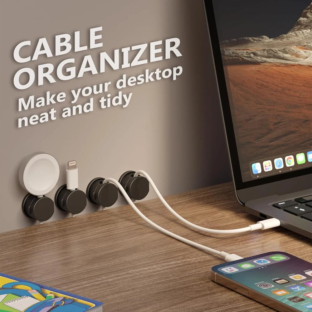 6PCS Magnetic Cable Clips Cable Smooth Adjustable Cord Holder Cable Organizer Holder Under Desk Cable Management