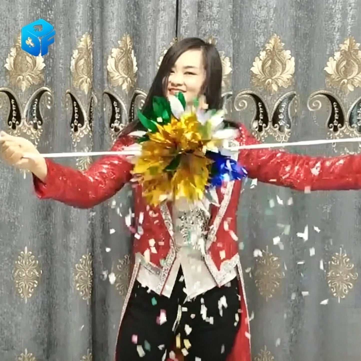 Rope to Flower Ball Flash Flowers Ball Appearing Ball Flower Magic Tricks Spring Flower Bouquet Magic Props Close Up Street