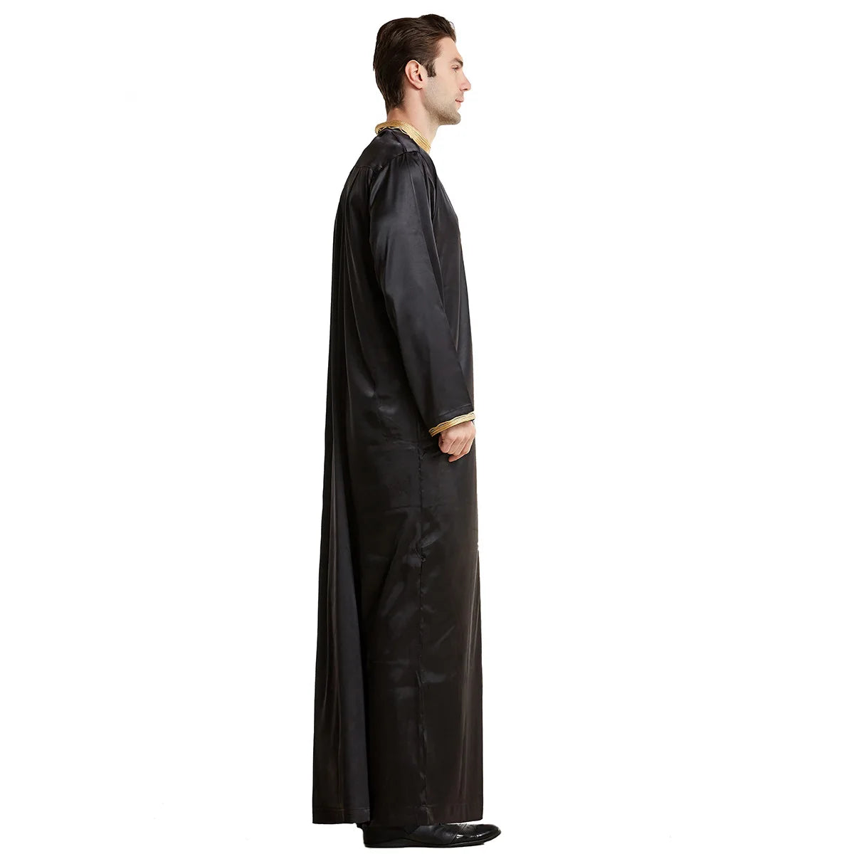 Muslim Men Clothing Kaftan Robes Long Sleeves Stand Collar Eid Thobe Kurta Arab Turkish Dress Dubai Islam Habit Ethnic Leisure