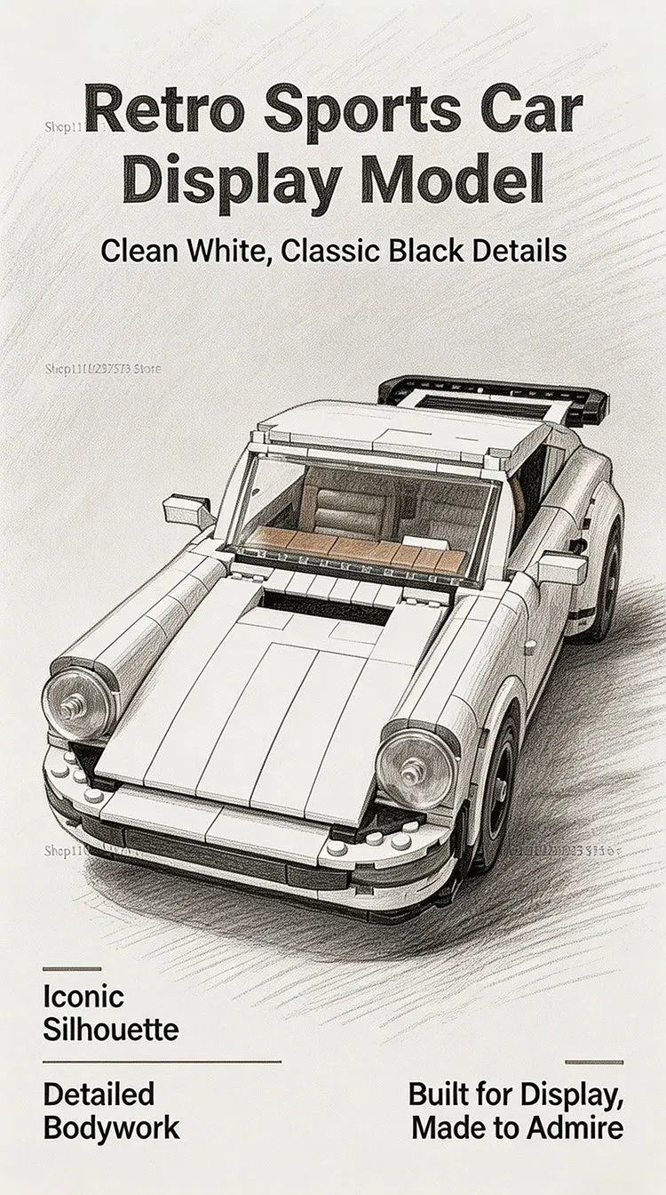 1458PCS 2-in-1 Collectible Classic Vintage Car Racing Sports Car Building Blocks Model STEM DIY Mechanical Assembly Brick Kit