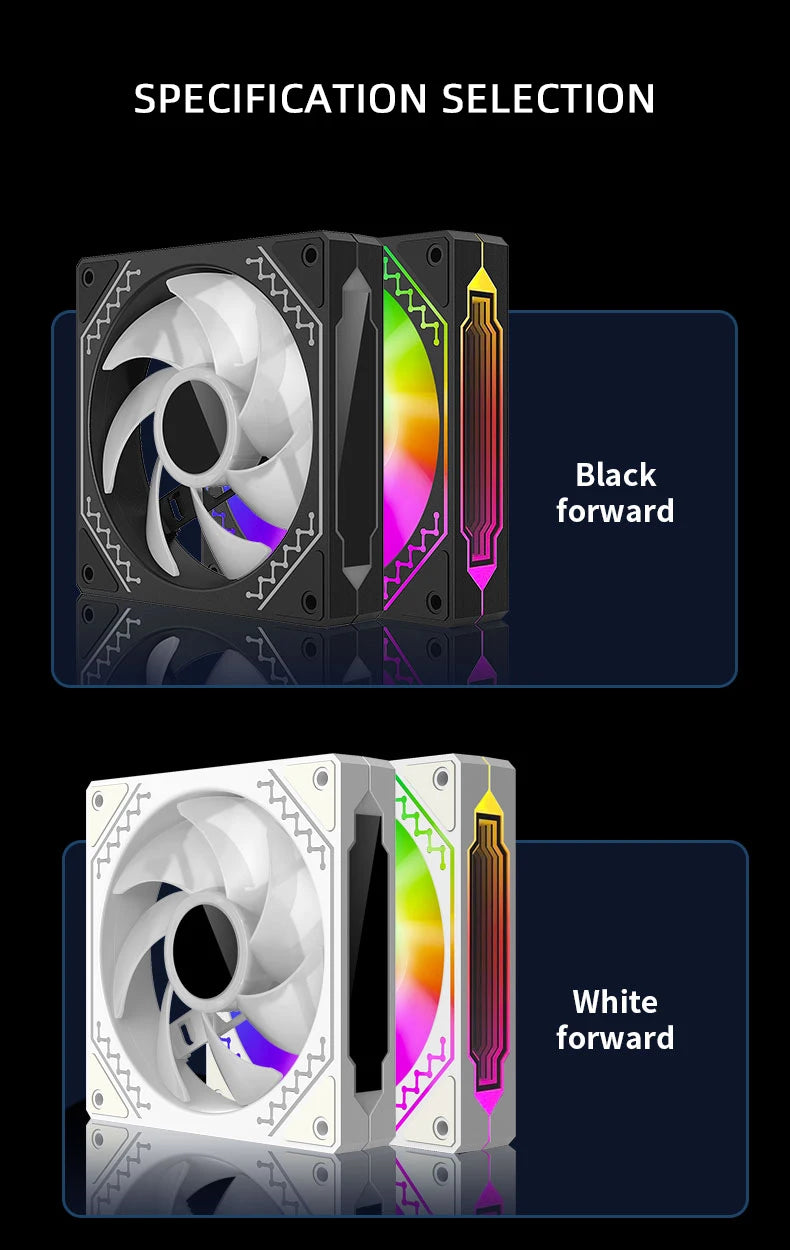 TEUCER 1PCS Prism12025 PC Case Fan 120mm 5V 3Pin ARGB Cyclic Mirror Light Effect PWM 800 to 2000RPM Cooling Fan