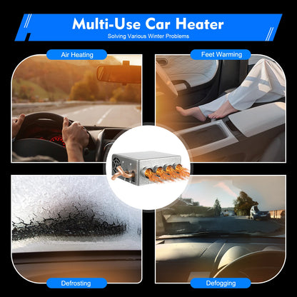 12V 4-in-1 Car Heater with Defogger Defroster Fan, Energy Efficient Auxiliary Heating & Ventilation for Trucks Vehicles