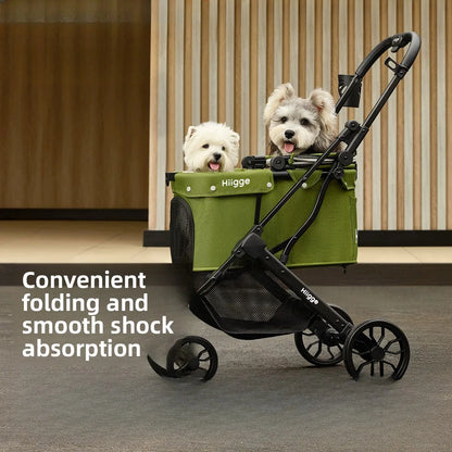 Foldable Pet Stroller Smooth Shockproof Stable Breathable Washable Outdoor Travel Cart for Dogs Cats
