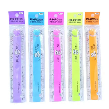 30cm Each One Color Folding Diy Drawing Ruler Students Do Exercises Office Drawings And Measuring Tapes