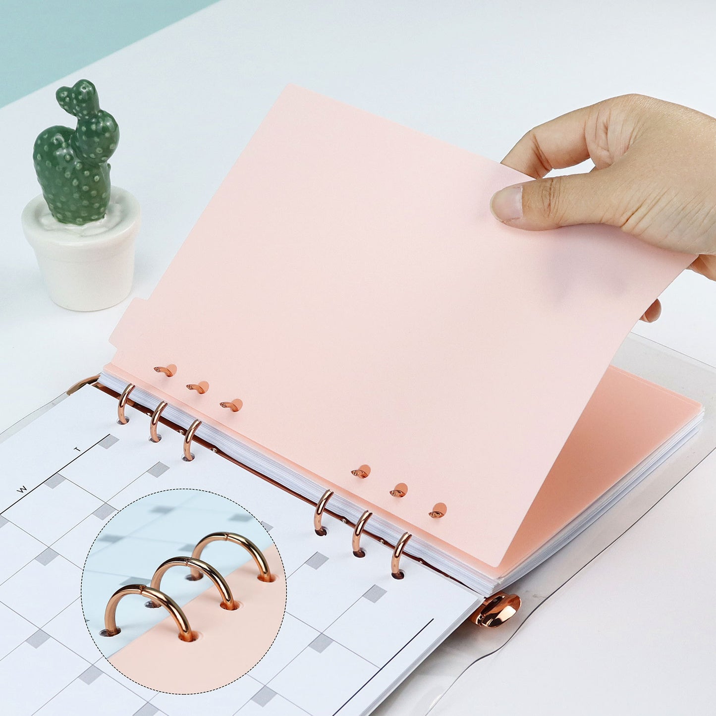 A5 A6 A7 Pink Black  Index Divider Cute 6 Holes For Binder Planner Notebook Stationery Notebook Paper Divider Accessories