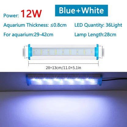 Extensible Waterproof Clip on Lamp For Fish Tank Super Slim Fish Tank Aquatic Plant Grow Aquarium LED Light 18-58cm 220V