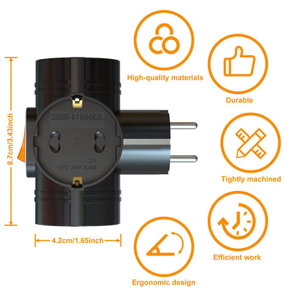 EU Converter Plug Adapter Electrical Socket With Switch German Standard 1 to 3 Way Outlets Double Plug Wall Socket Extender