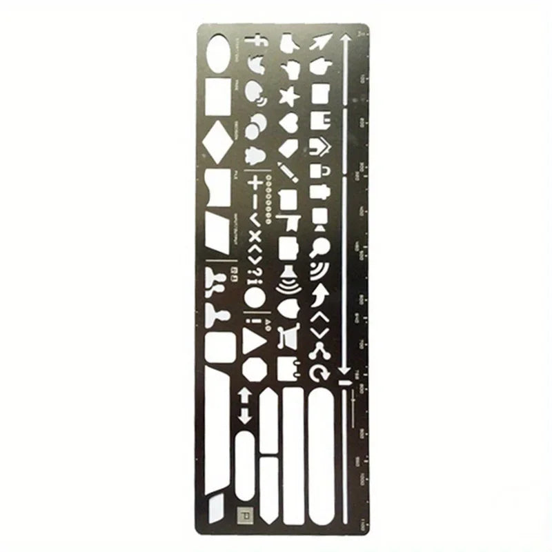 2pcs/set Vintage Portable Stainless Steel Stencils Hollow Ruler Planner Travel Diary Notebook DIY Tool Template Gift Stationery