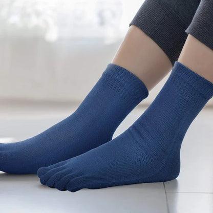5Pairs Toe Socks Crew Socks Men and Women Five Fingers Socks Breathable Cotton Socks Sports Running Solid Color as Birthday Gift