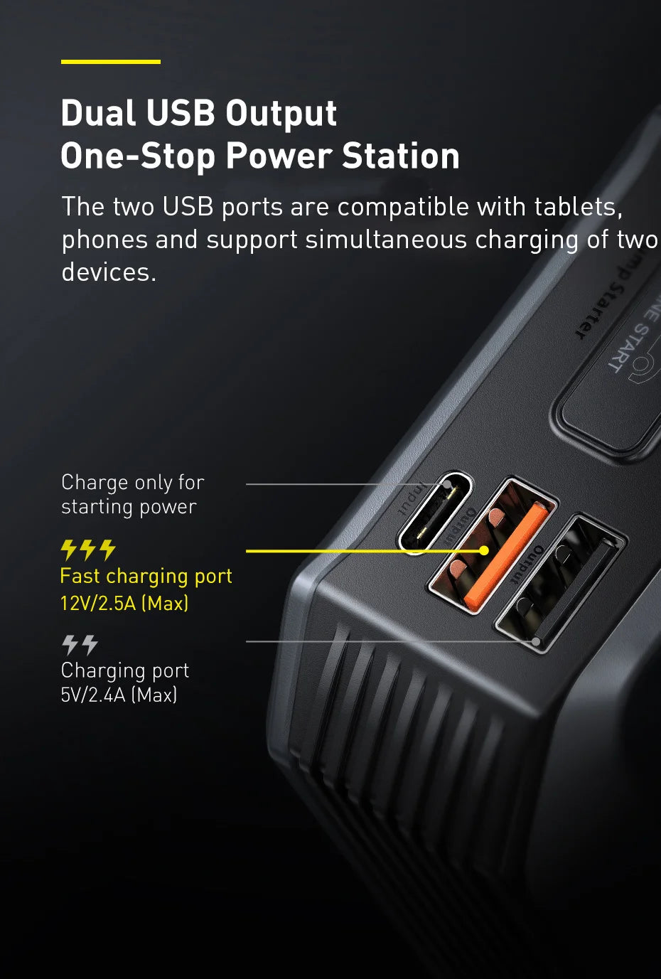 Baseus 2000A Car Jump Starter 20000mAh Power Bank Car Booster for Auto Battery Charger Petrol Diesel 12v Car Starter Device