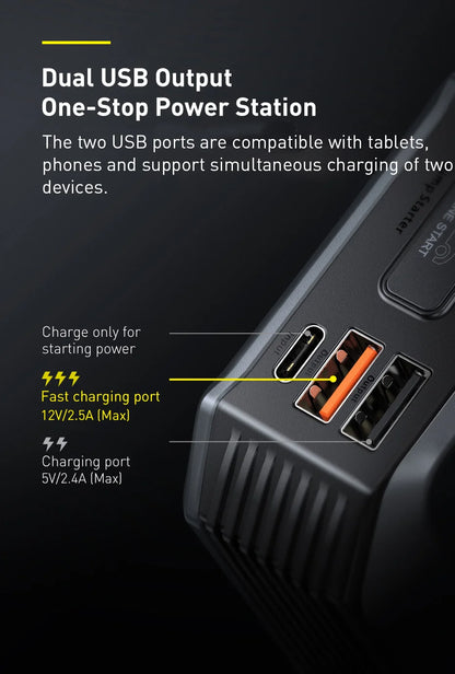 Baseus 2000A Car Jump Starter 20000mAh Power Bank Car Booster for Auto Battery Charger Petrol Diesel 12v Car Starter Device
