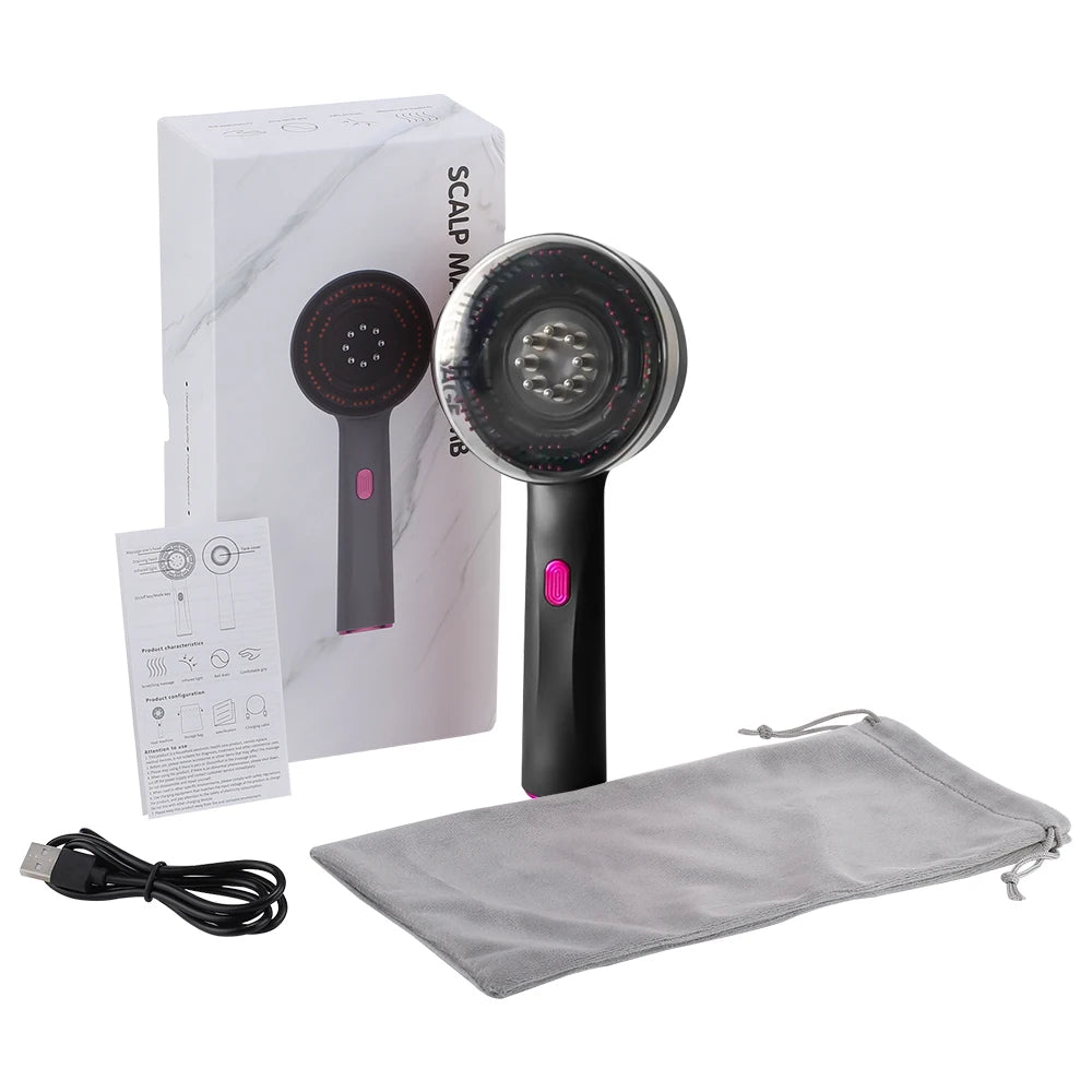 Electric Head Massage Comb Vibration Red Light Therapy Hair Growth Massage Scalp Brush Anti Hair Loss Liquid Oil Applicator
