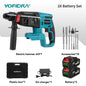 YOFIDRA Brushless Electric Hammer Impact Drill 26MM Cordless Woodworking Impact Drill Power Tools Set For Makita 18V Battery Pin
