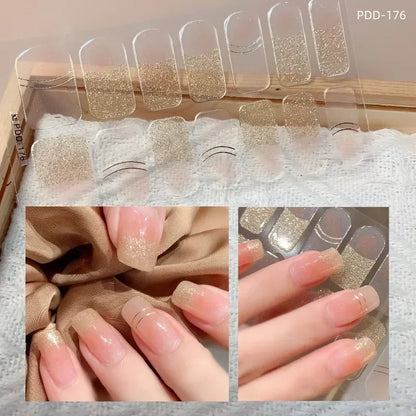 1PC Gel Nail Sticker Patch Slider Flower Gradient Color Back Glue Full Cover Waterproof Gel Nail Sticker UV Lamp Curing Manicur