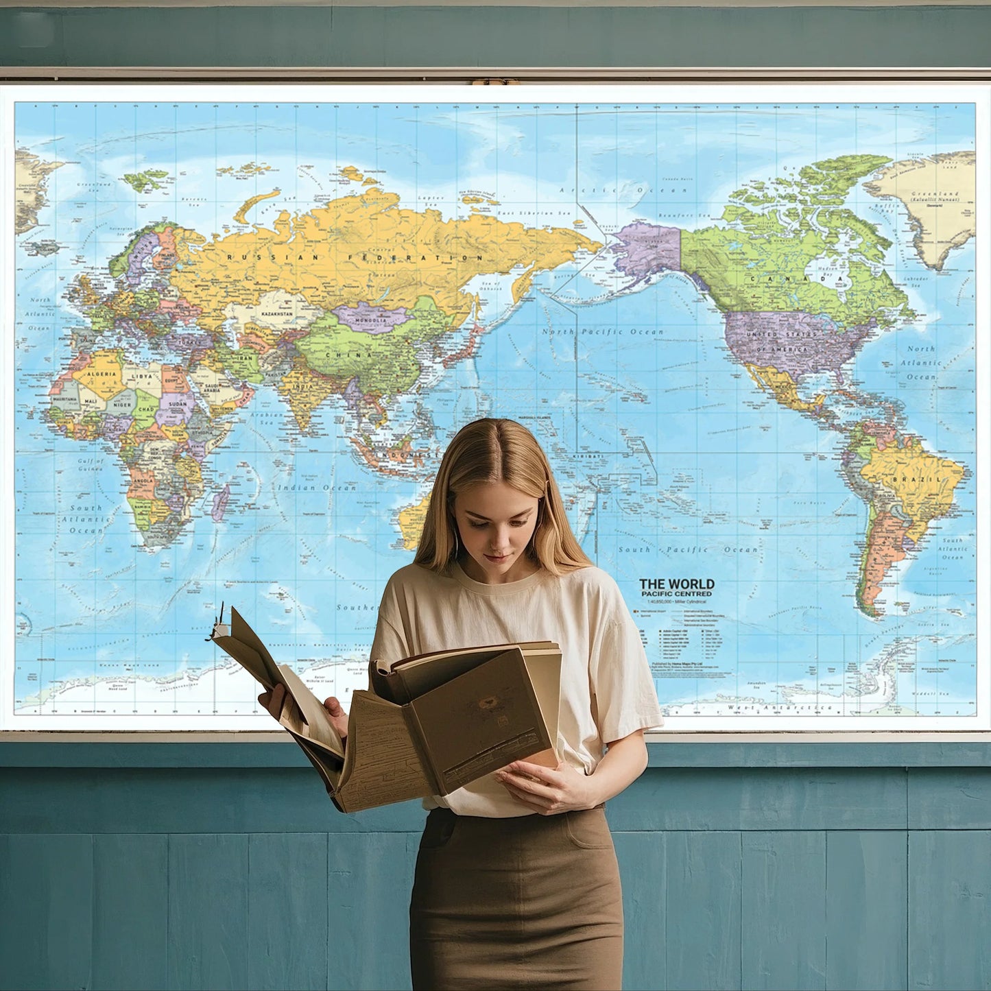 World Map in English Poster Prints Painting Education Painting School Supplies Classroom Home Decor,Travel Supplies