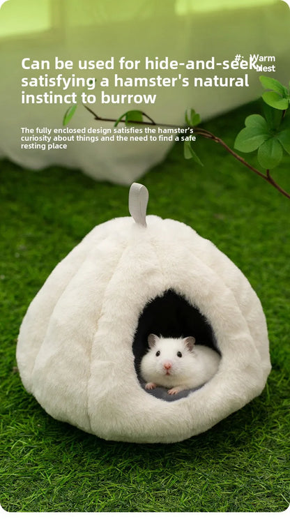 Small Pet Winter Warm Nest Rabbit Fleece Hamster House Gerbil Hideout Plush Mouse Sleeping Cave for Hamsters Mice
