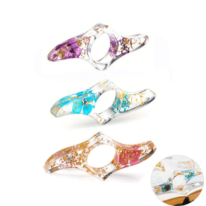 1/2/3 Pcs Dried Flower Resin Book Page Holders Colorful Clear Thumb Rings Book Page Holder Bookmark Gift for School Office Women