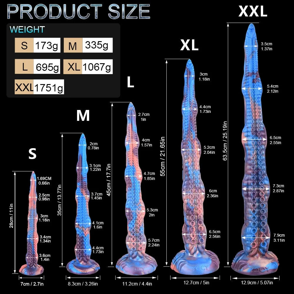 FAAK 65cm Long Butt Plug With Suction Cup S M L XL XXL Fantasy Octopus Leg Dildo Anal Beads 5 Sizes Sex Toys For Women Man