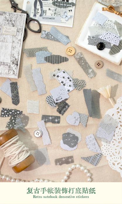Journal GO 50pcs Dual Material Cloth Fabric Textured Stickers for Photo Frame Collage Junk Journal Scrapbooking diy Material