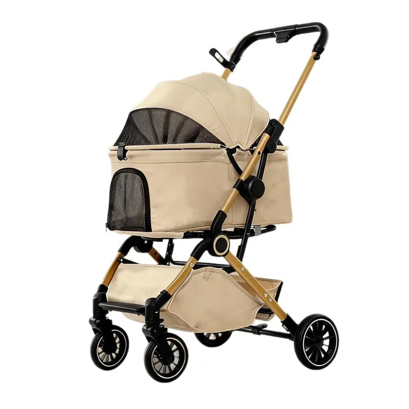 Pet Stroller One Button Foldable Cat Dog Outdoor Travel Cross Border Pet Stroller Pet Trolley Stroller for Dog Puppy Stroller