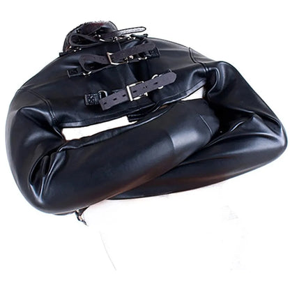 Black Leather Exposed Nipples Bra Arm Restraints Sleeve Adult SM Training Toys Bdsm Collar Body Harness Bondage Straight Jacket