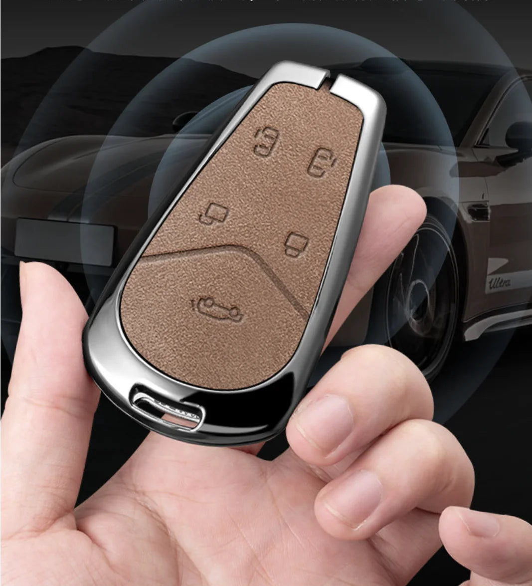 Car Interior Accessories Zinc Alloy Leather Key Case Cover Holder Chain For Voyah Free I-Land Dreamer PHEV Luxury Protective