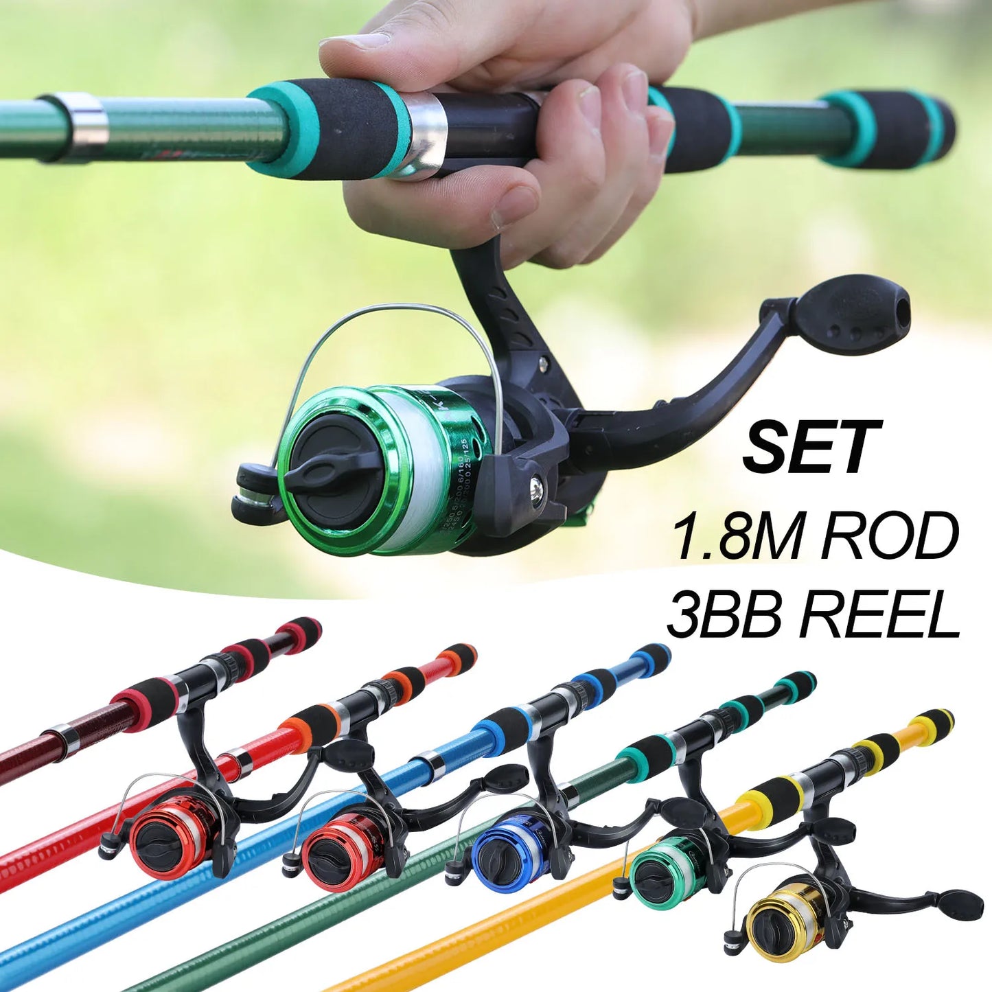 Sougayilang Kids Fishing Pole Set Full Kits with Telescopic Fishing Rod and Spinning Reel Baits Hooks Saltwater Travel Pole Set